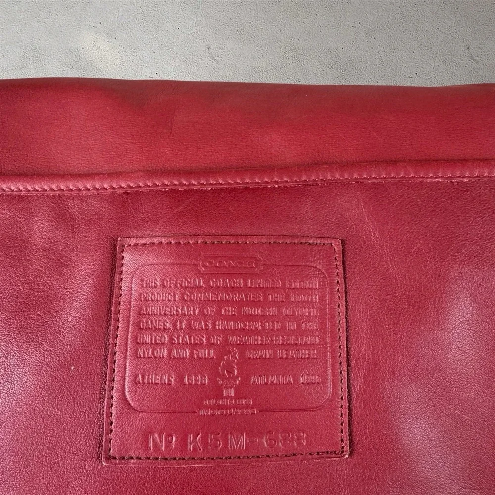 VINTAGE 1996 COACH x ATLANTA OLYMPICS Red Leather Book Messenger Bag #688